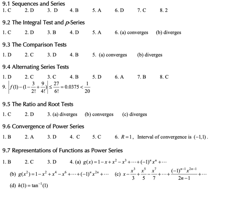 Answer Key(AP Calculus AB and BC Practice)